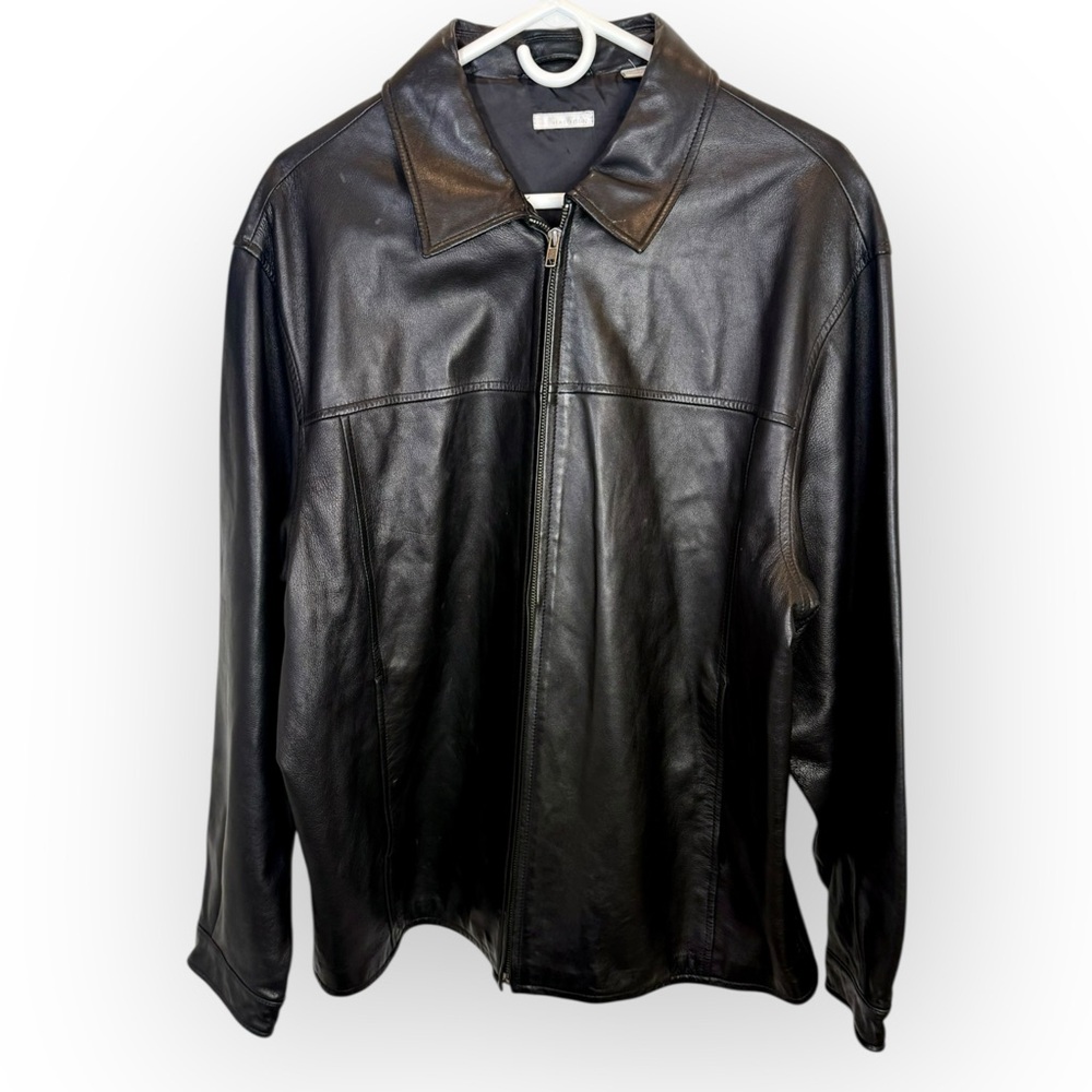 Halogen Men's Black Genuine Leather Shell Jacket Size Large